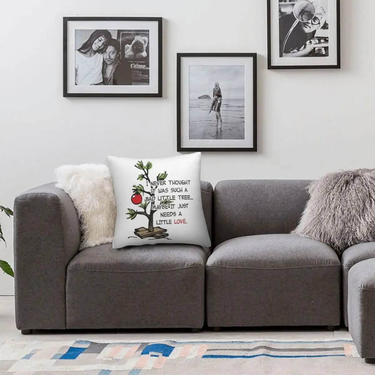 Charlie Brown Christmas Tree Square federa poliestere lino velluto stampato decorativo federa per cuscino fodera per cuscino della stanza