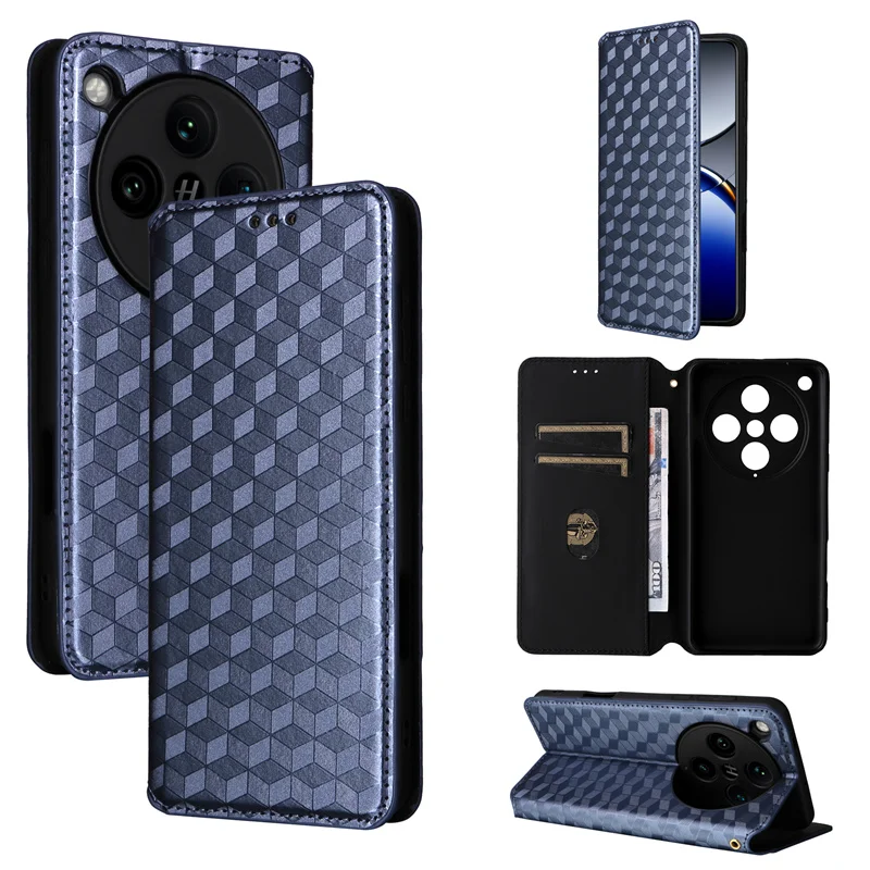 For OPPO Find X8 Pro 5G stereoscopic lines flip wallet skin PU case purse for OPPO Find X8 Pro Magnetic Phone Cover