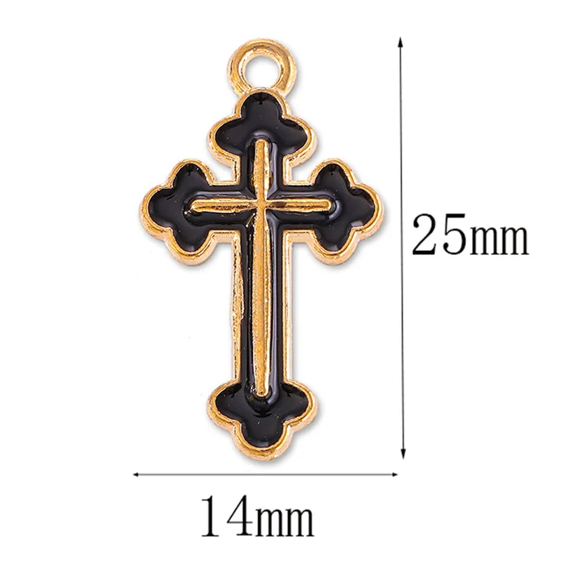 20 pcs/lot Fashion Color Cross Alloy Enamel Pendant Accessories Charms for Women, Earrings/Necklace Handmade DIY Jewelry