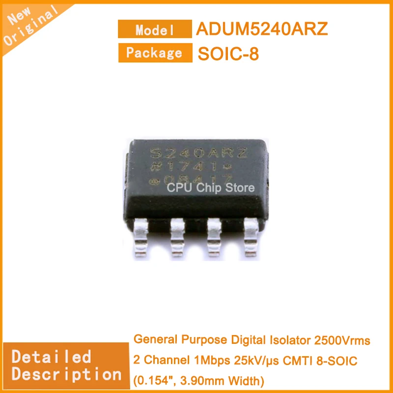 

5Pcs/Lot New Original ADUM5240ARZ ADUM5240 General Purpose Digital Isolator 2500Vrms 2 Channel 1Mbps 25kV/µs CMTI 8-SOIC