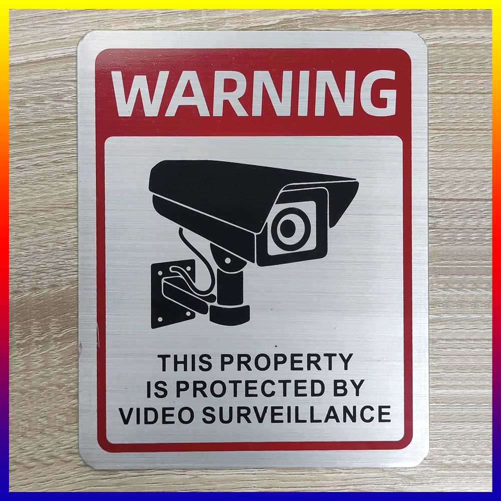 Safety Sign Private Property Video Surveillance Brushed Sign Metal Iron Monitoring Sign