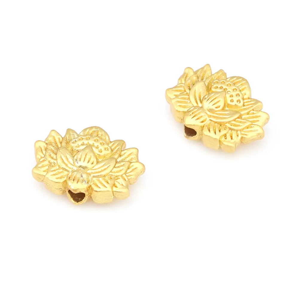 18K Gold Color Matte Gold Color Brass Flower Bracelets Spacer Beads Diy Jewelry Making Supplies Bracelets Accessories for Women