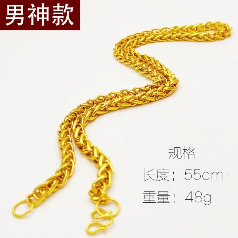 Plated 100% Real Gold 24k 999 Necklace Men\'s 999 Dominant Personality Fashion Jewelry 999 Permanent Color Pure 18K Gold Jewelry