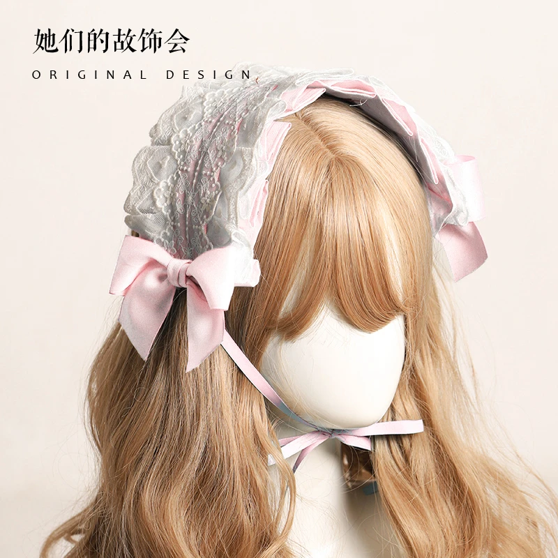 Doce arco bandana lolita diário acessórios de cabelo kawaii lolita bandana bonito loli empregada anime cosplay bandana