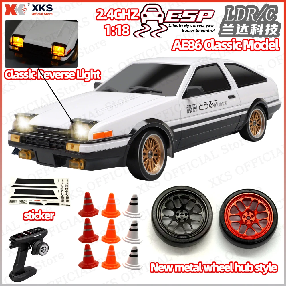 

XKS LDRC LD1801 AE86 Model 1/18 Mini RWD RC Car Drift Racing 2.4G Anti-Interference ESP Gyroscope LED Lights RC Racing Toy