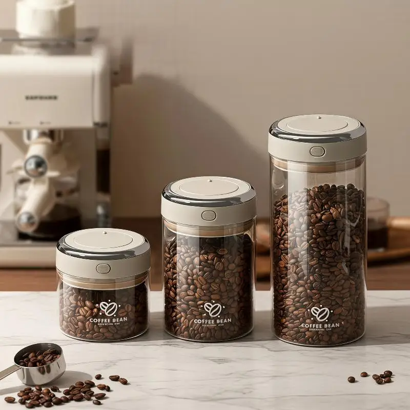 Vacuum Coffee Bean Storage Jar with Date Tracker & Waking Bean Valve Leakproof Airtight Canister Ideal Gift for Barista Coffee