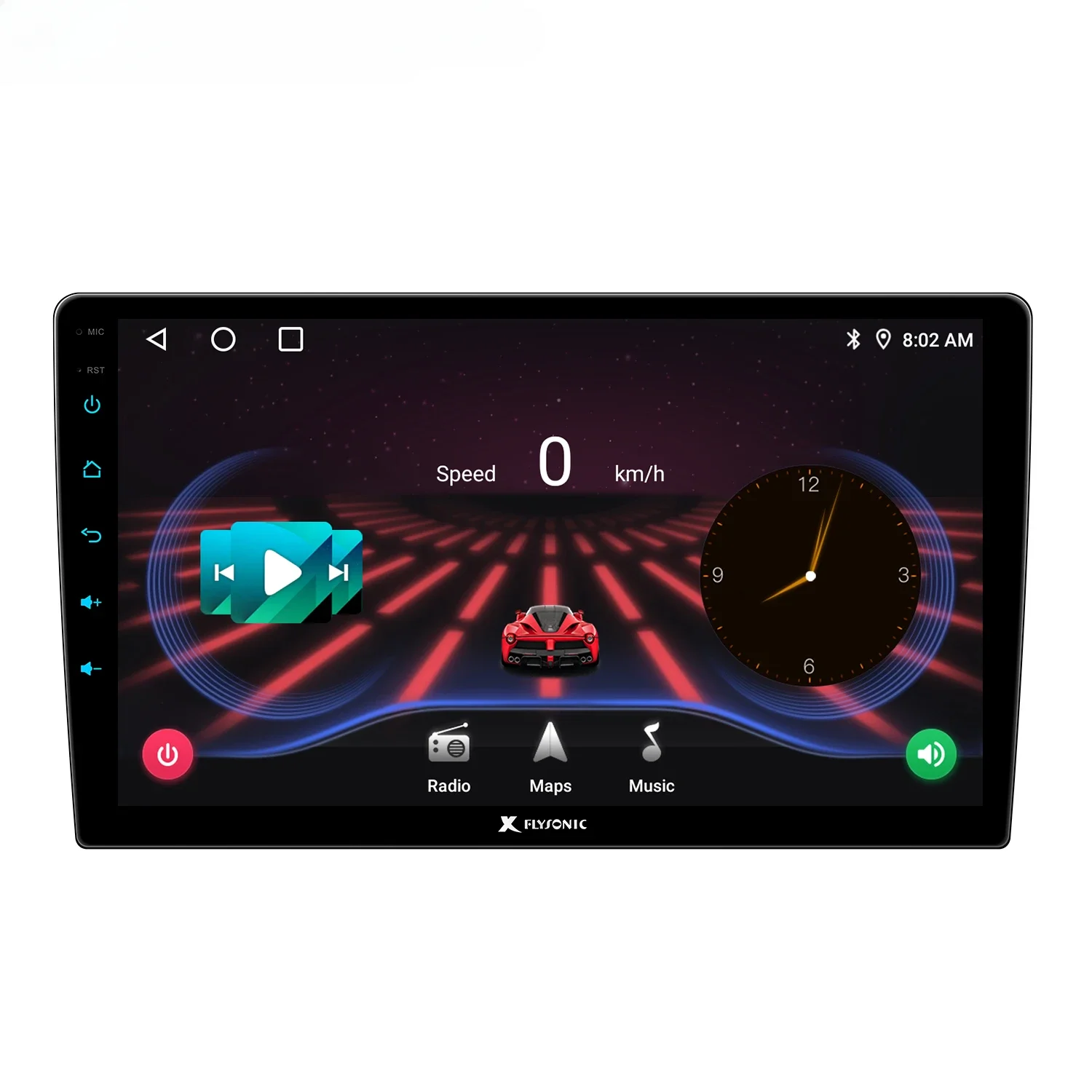 Flysonic 2 Din 9 Inch Universal Android System Subwoofer Mirror Link Wifi GPS Full Touch Screen Car Video