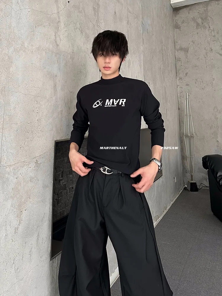 Slim Fit High Neck Long Sleeve T-Shirt Loose Base Layer Fashionable Autumn Thermal Top Original Design by MARTHENAUT
