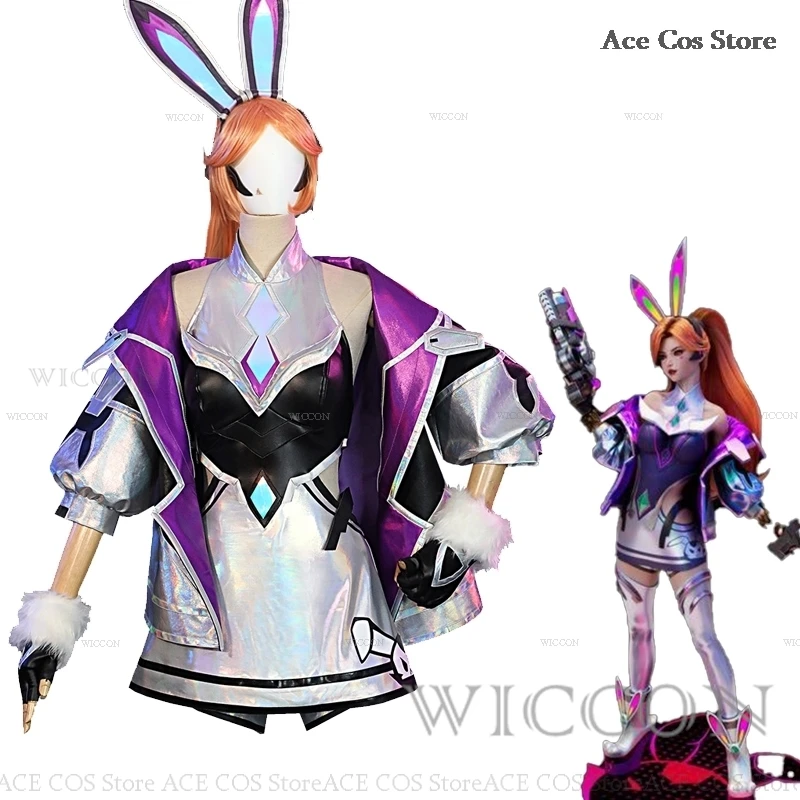 LOL Battle Bunny Miss Fortune Cosplay Costume Wig LOL Skin Suit Cosplay Costume Halloween Anime Game Full Set Women Sexy Outfit