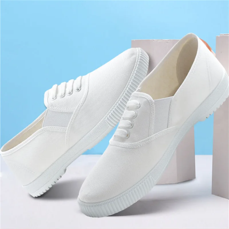 Track Shoes New Men\'s Casual Shoes Man Flat Shoes Fashion Classic Couples Canvas Shoes Low Top Work White Sneakers Male Shoes