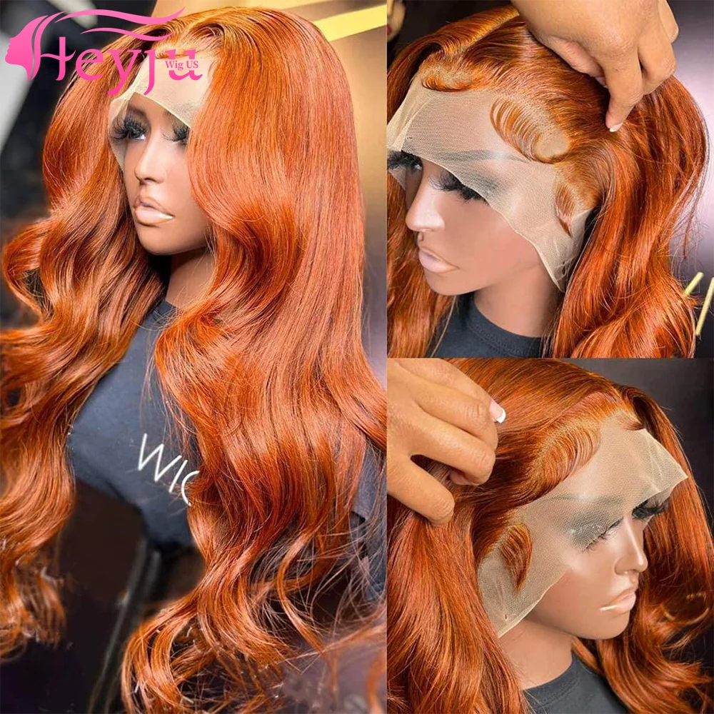 

Парик Heyju Ginger Orange Lace Front из натуральных волос, волнистый, 13x6 HD, с кружевной передней частью, 220% плотность, предварительно выщипанные волосы Remy