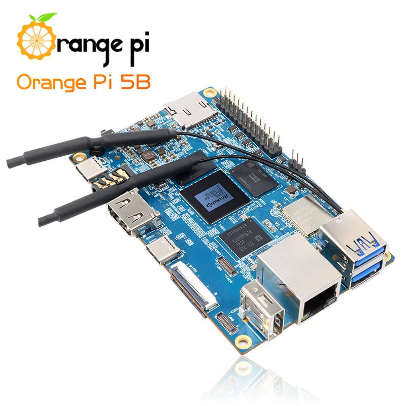 Orange Pi 5B 16G RAM + 256G EMMC 64-bit Rockchip RK3588S Dual-band On-board WIFI + BT Gigabit Porta Lan Mini PC Computer a scheda singola