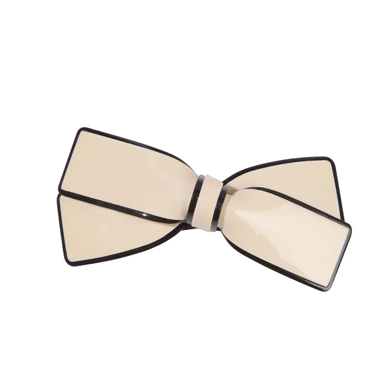 Wholesale Ins Hot Selling Vintage Bowknot White And Black Color Hairclip High Quality Aceate Spring Clip Hair Accessoires