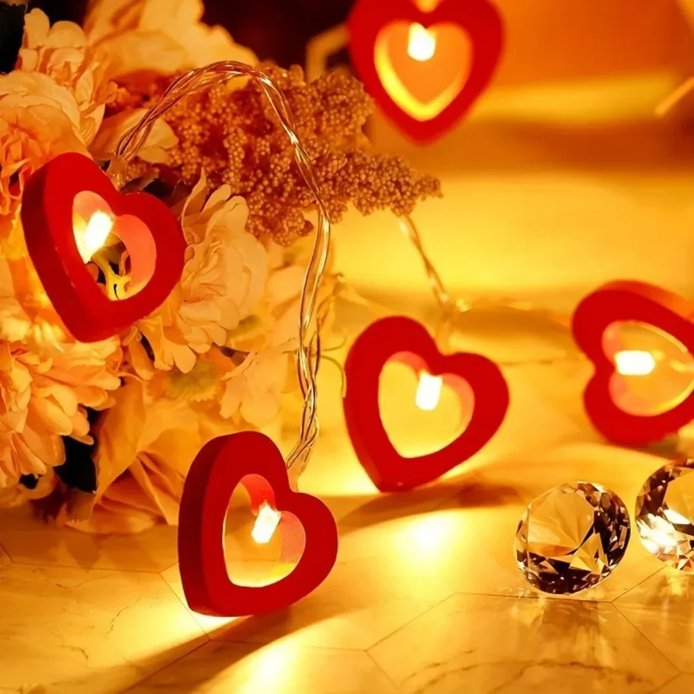 ‌Heart LED String Lights x10 - Waterproof for Outdoor Wedding/Christmas Tree/Party Decorations