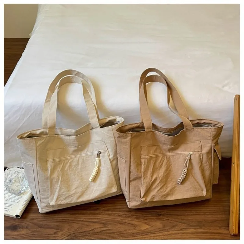 CEEKAY Nylon-Tragetasche mit Reißverschlussfach vorne, Seilanhänger, Tragegriff, vielseitig einsetzbar, für den täglichen Gebrauch, lässig, große Kapazität, Damenhandtasche – Detail 26