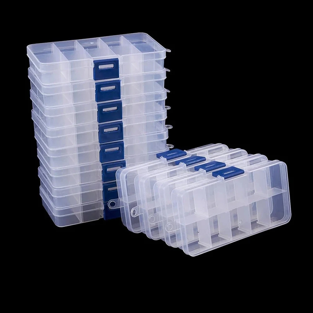

Tools Fish Accessory Box Storage Case Detachable Transparent Square Fishing Tackle Box Storage Box 10 Compartments Fishing Box