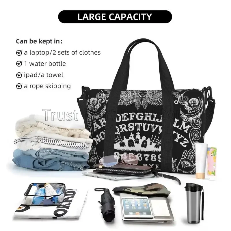 القط الجمجمة رئيس الساحرة مجلس سحري أسود القوطية حقيبة سفر تجريب عطلة نهاية الأسبوع بين عشية وضحاها حقائب سعة كبيرة حقيبة أمتعة مقاومة للماء