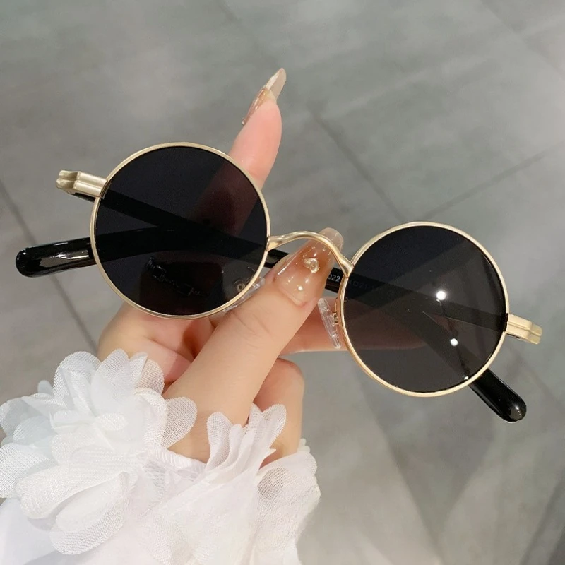 New Fashion Metal Round Frame Sunglasses Retro Street Style Punk Shades Unisex Outdoor Sports UV Protection Eyewear UV400