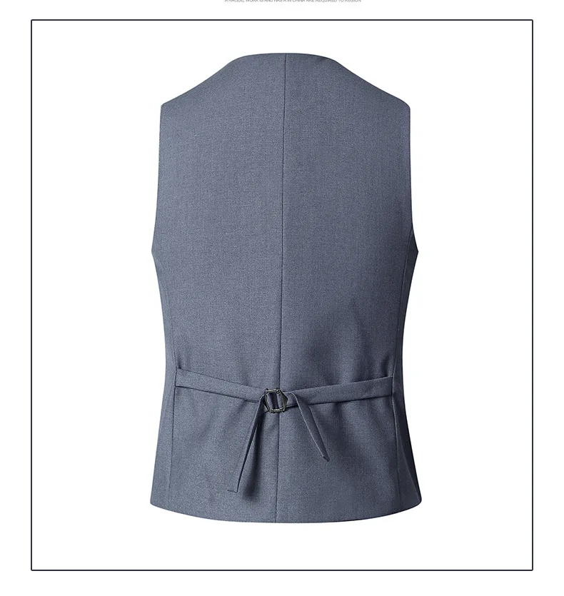 Elegant gentleman slim suit waistcoat men\'s vest gray black navy blue casual fashion V-neck work style