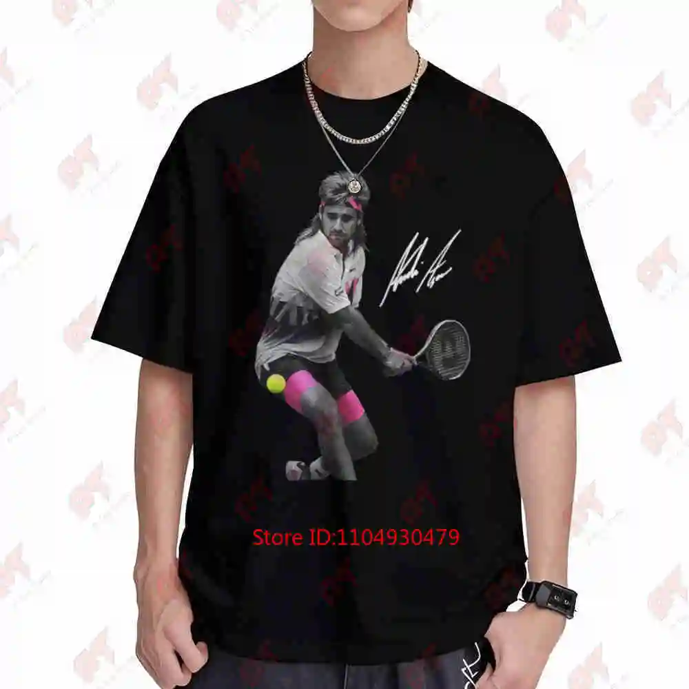 Andre Agassi Retro Swagger Neon Court Short Sleeve Tee 100% Cotton T-Shirt