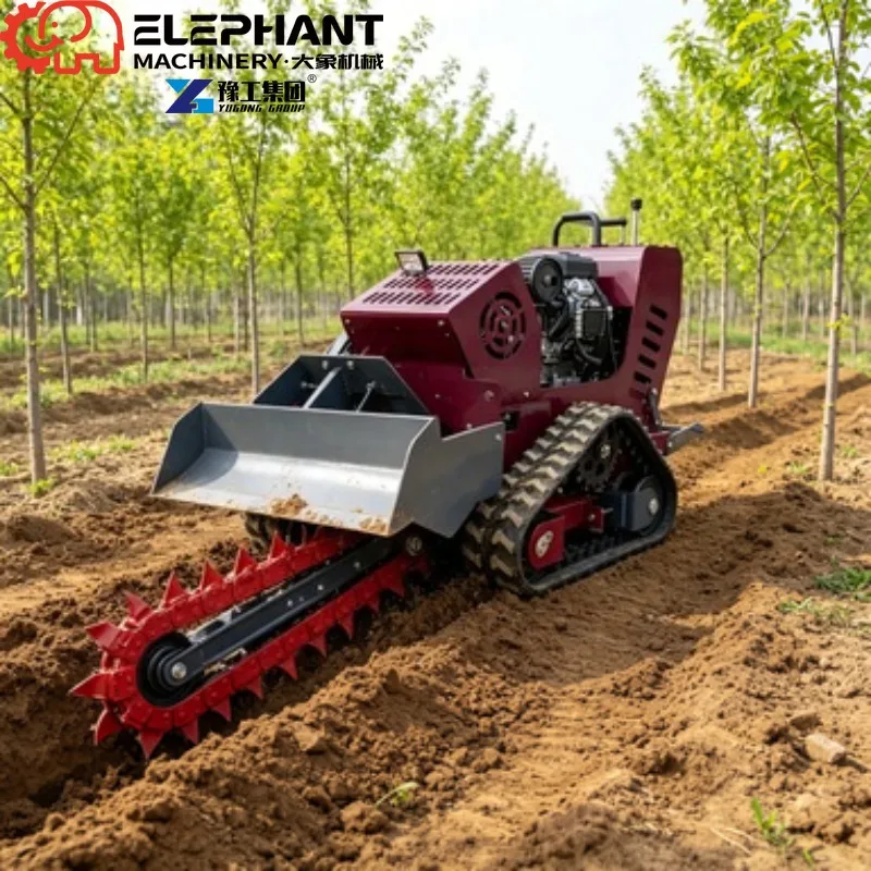 Tracked Ditcher, Mini Skid Steer Trencher Small Crawler Ditching Machine For Garden Irrigation Trenching