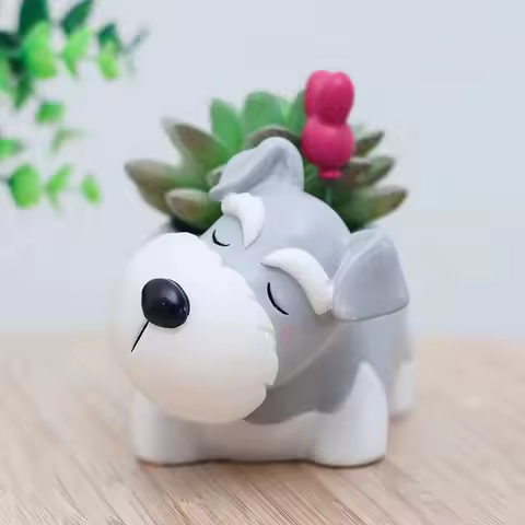 Creative Schnauzer Gift Dog Planter Succulent Plant Pot Cute Pots for Plants Cactus Garden Home Office Decoration for Dog Lovers