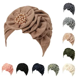 Turbante indiano Foulard con perline Donna Perle Cappello con perline Musulmano Interno Hijab Cancro Chemio Cap Islamico Turbante Mujer Cappello per la perdita dei capelli