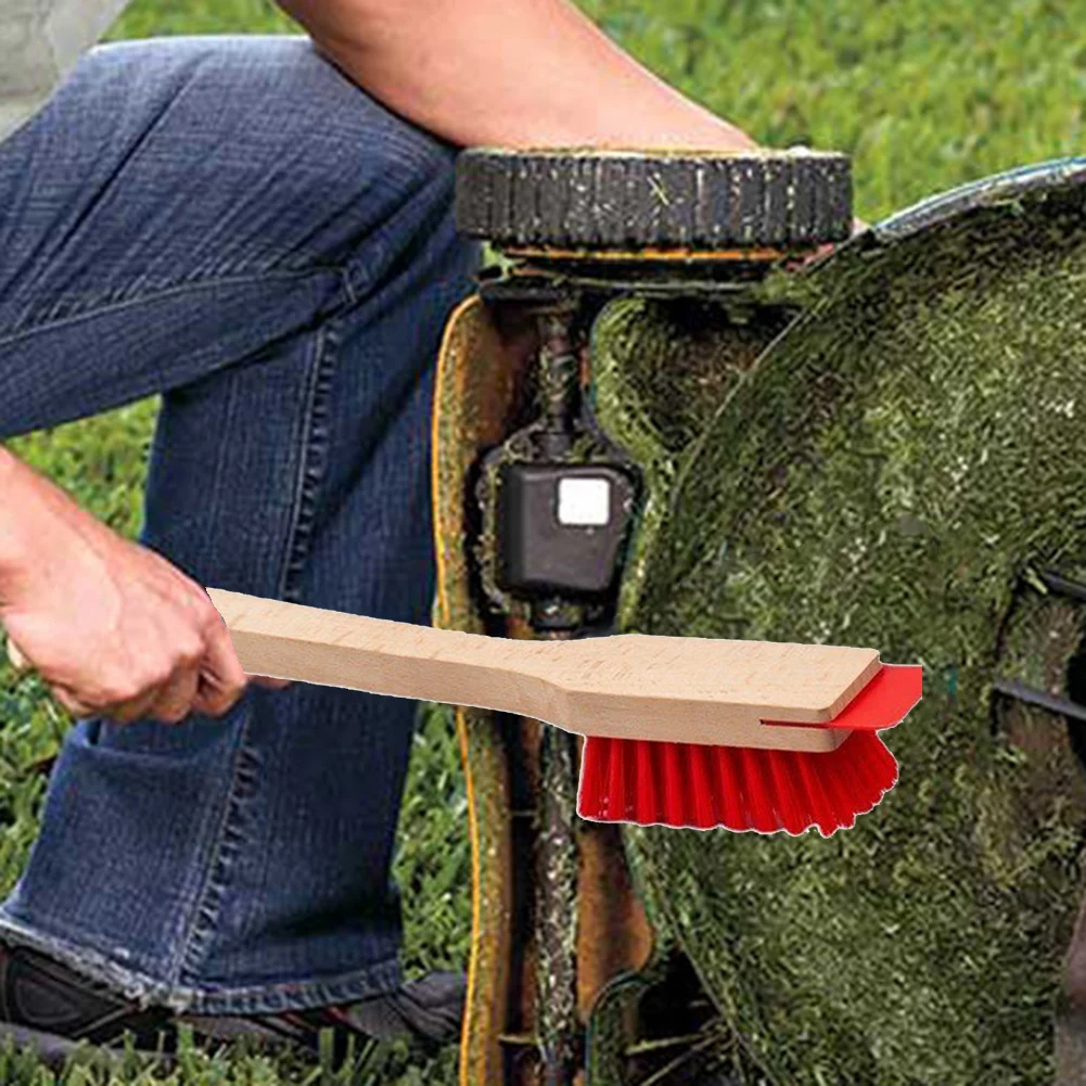 Practical Garden Cleaning Instrument with Steel Head Brush and Plastic Scraper for Post-Mowing Equipment and Footwear Care