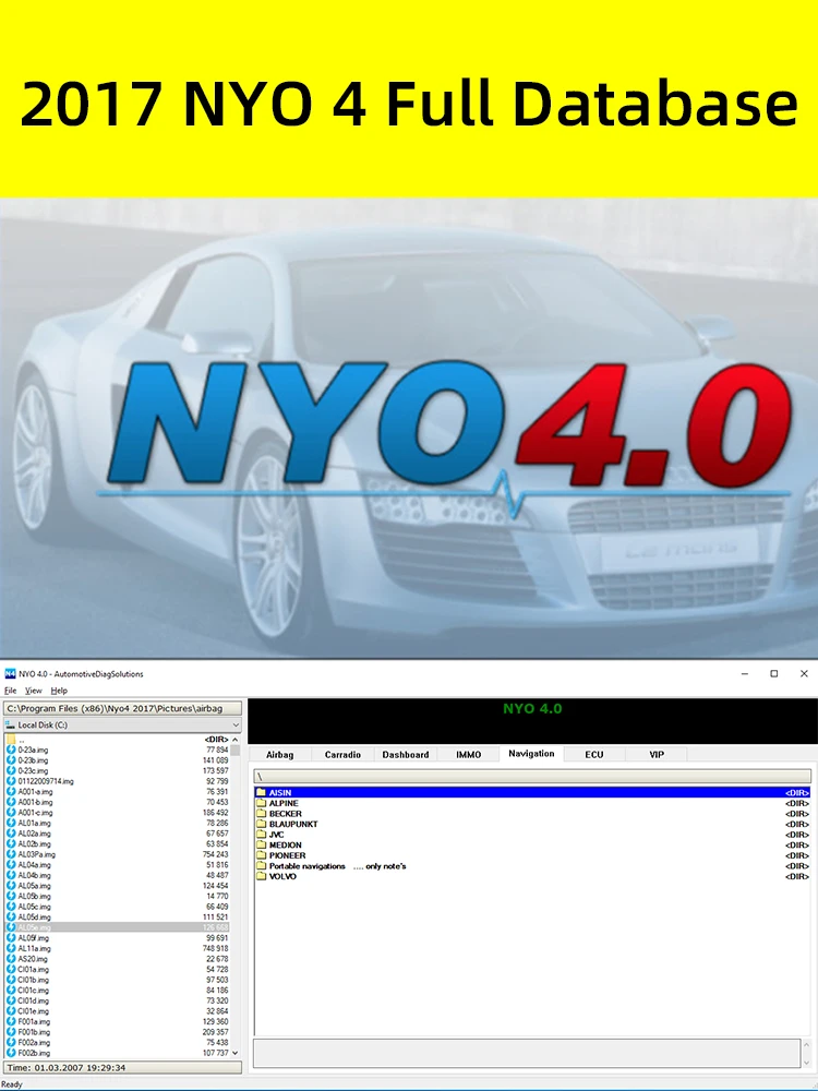2017 NYO 4 Full Database Carradio Airbagb Dashboard Navigation IMMO ECU Auto Repair Software Newest Version Car Database
