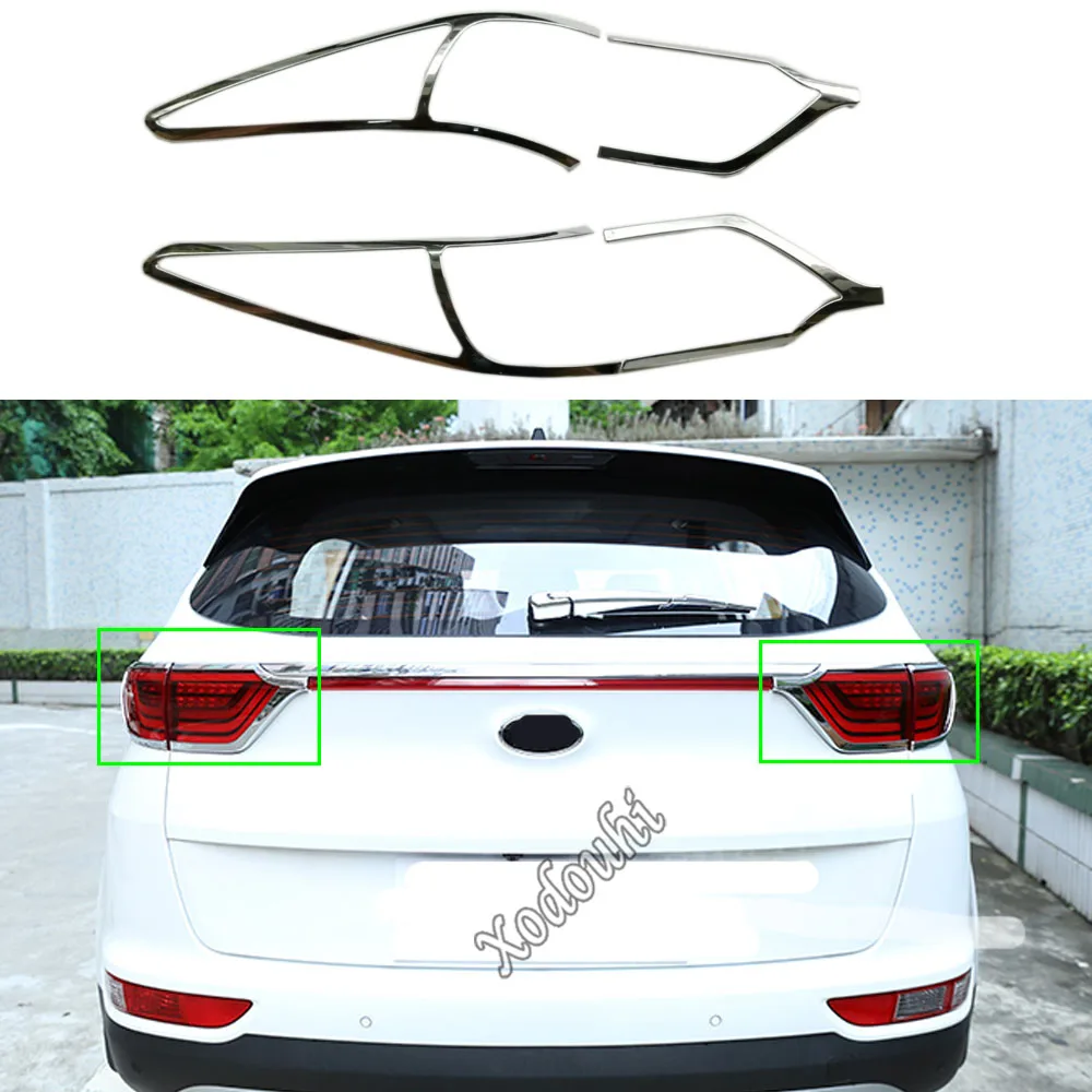 High Quality Car Detector ABS Chrome Cover Trim Back Tail Rear Light Lamp Frame Eyebrow 4PCs For Kia Sportage KX5 2016 2017 2018