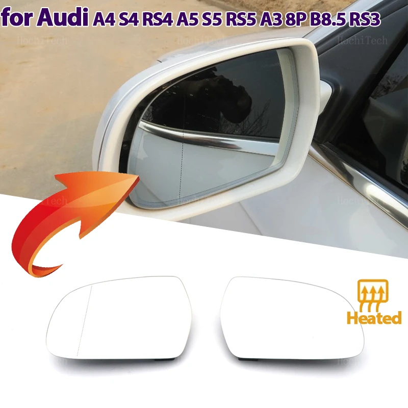 

Left Right Side Heated Mirror Glass LH RH Lens Replacement for Audi A4 S4 RS4 B8.5 2011-16, A5 S5 RS5 B8.5 10-16, A3 8P RS3