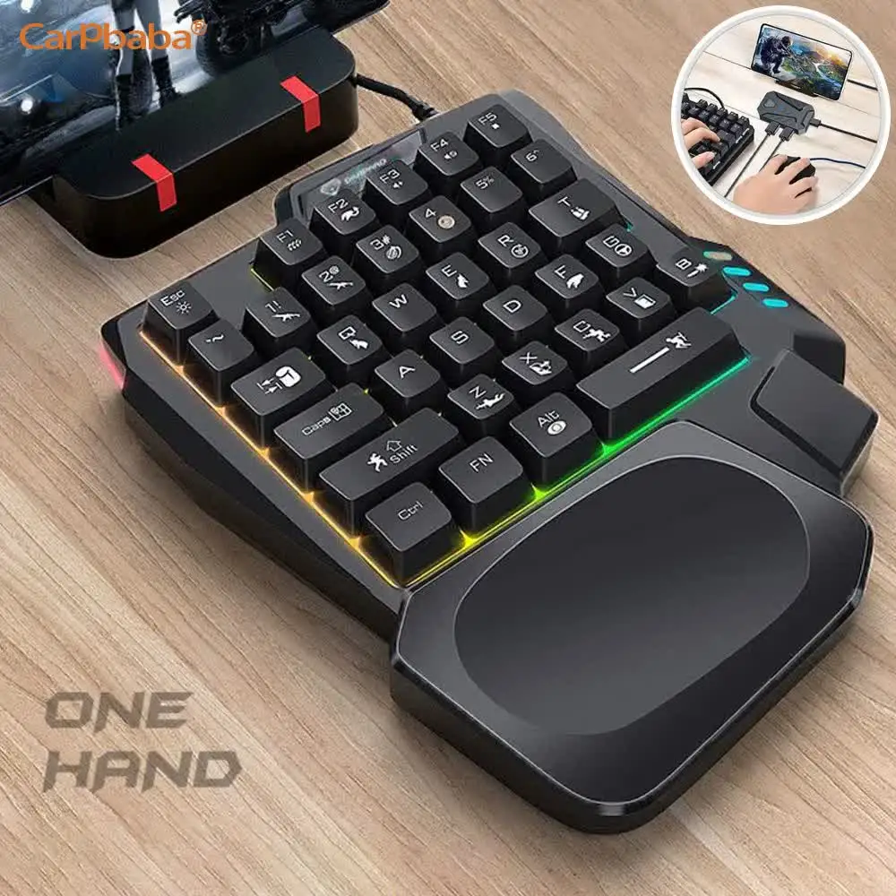 USB Single Hand Keyboard Luminous Mini One Handedly Keyboard Wired Ultra-slim Gaming Mechanical Keyboard Smartphone
