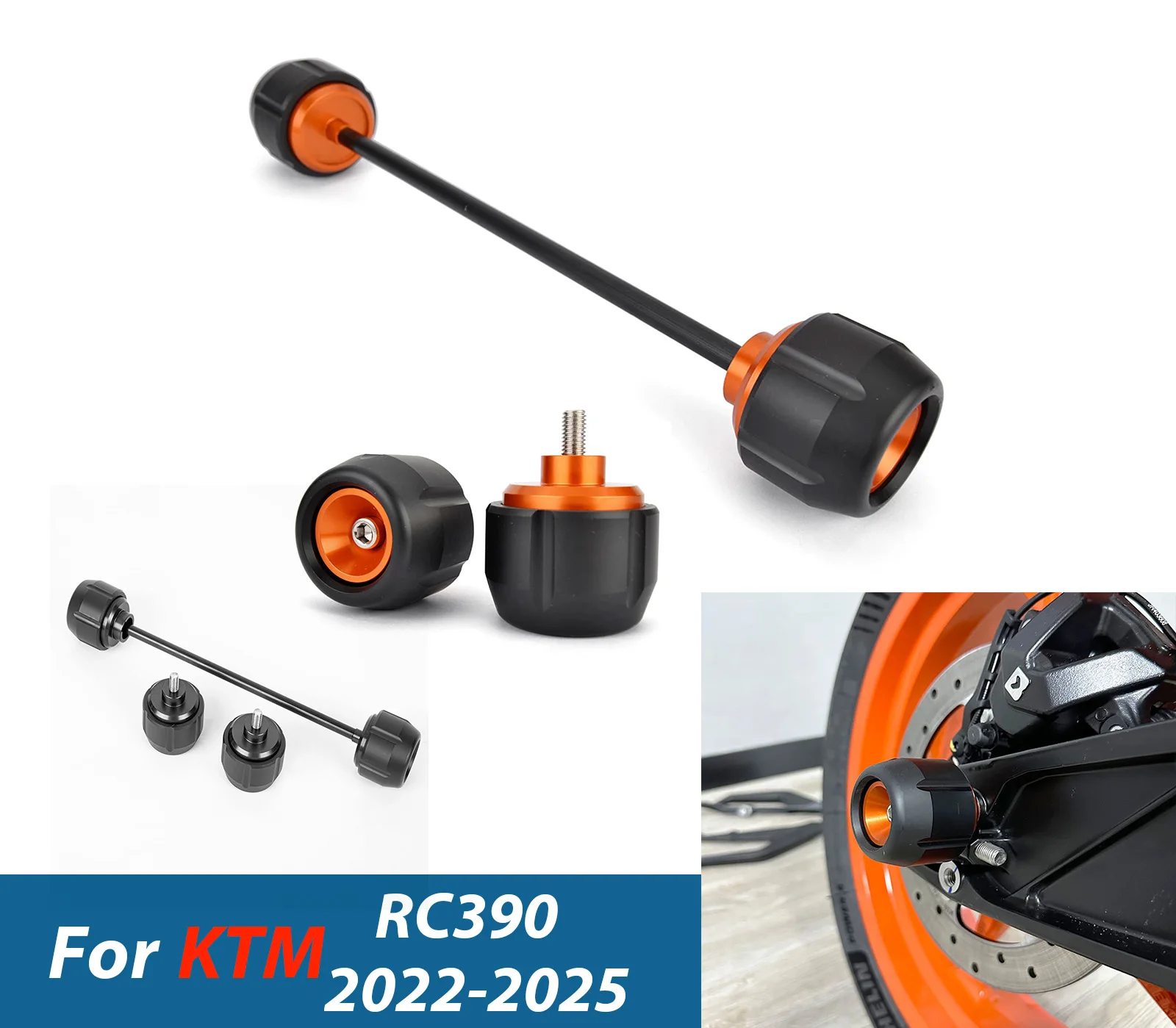 Accessoires de moto roue avant et arrière fourche essieu garde curseur Crash Pad protecteur pour KTM RC 390 RC390 2022-2025 ﻿
