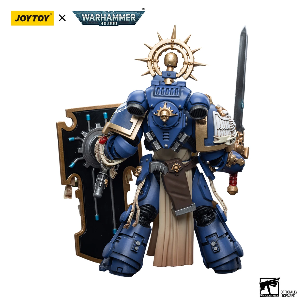 [متوفر] مجسم حركة JOYTOY 1/18 Warhammer 40K Ultramarines Primaris Captain مع درع بقايا ونموذج سيف كهربائي