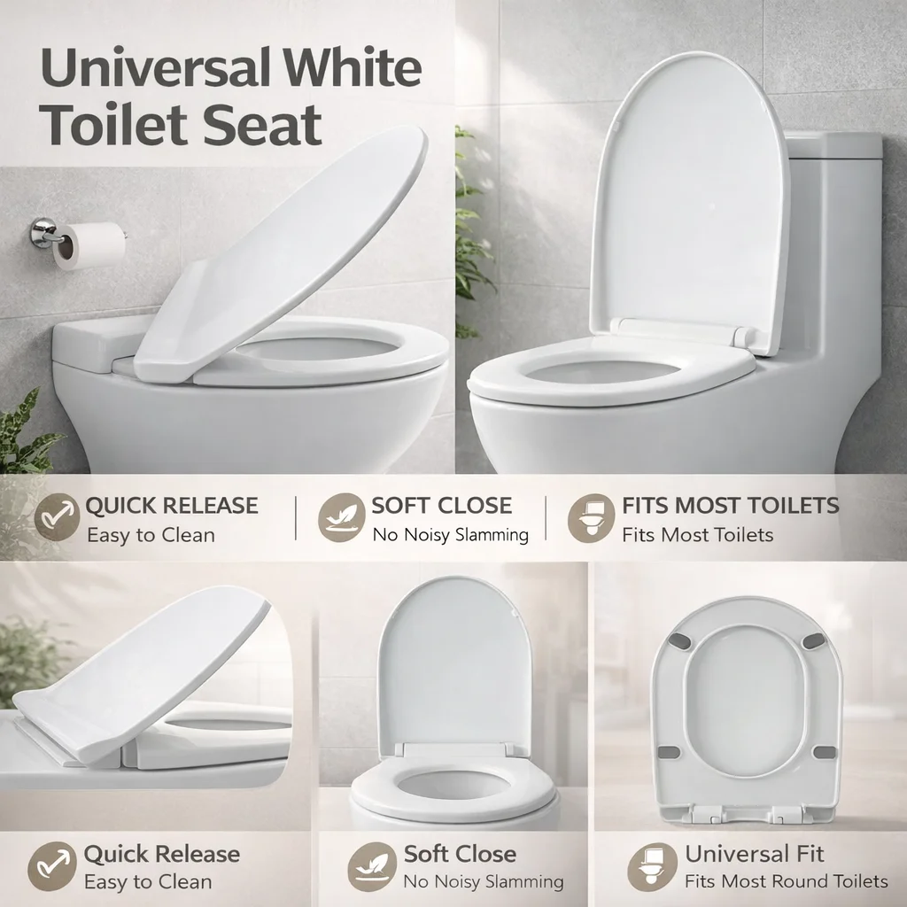 

Простая утолщенная универсальная крышка для унитаза белого цвета