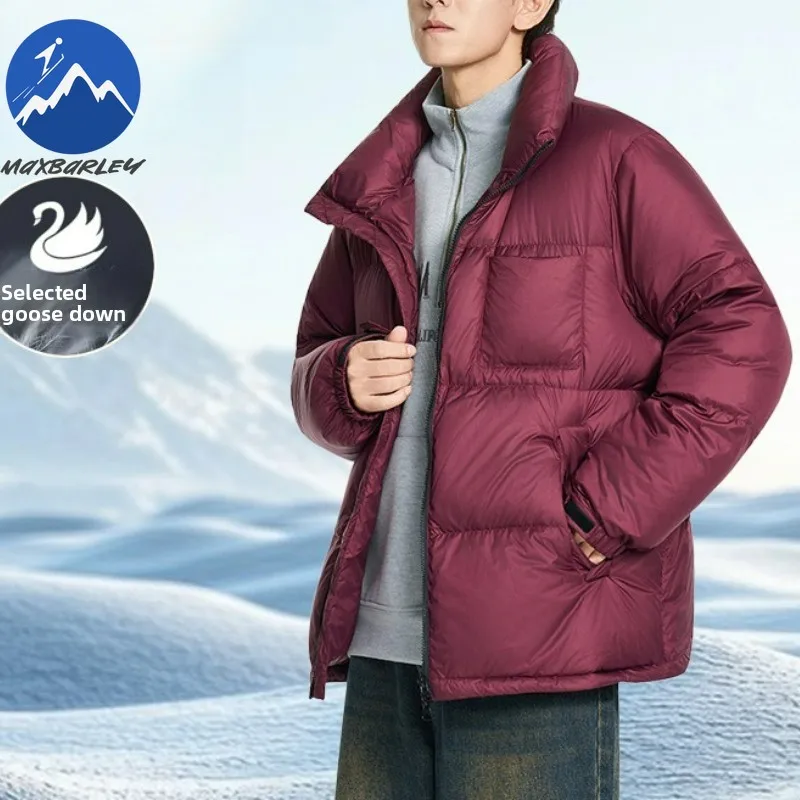 

Mens Down Jacket Comfort Snow Camping Goose Down Warm Padded Coats Casual Stand Collar Ultra Light Cold Proof Winter Ski Jackets