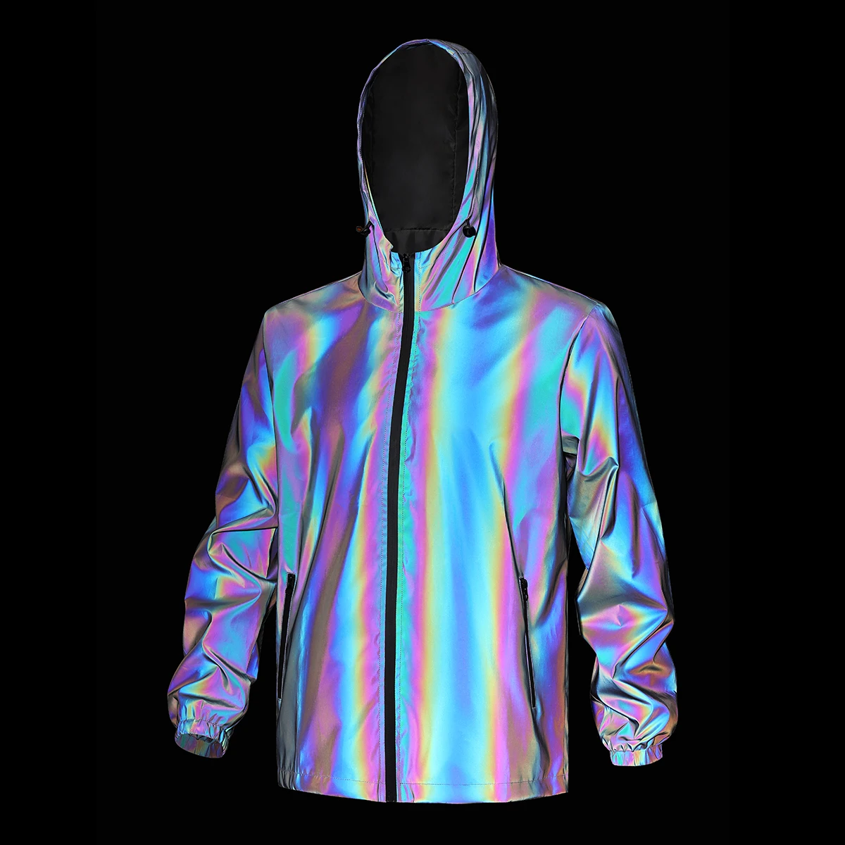 

Ночная светоотражающая куртка с градиентом, мужская модная уличная ветрозащитная куртка с капюшоном, защитная одежда для велоспорта и бега, уличная одежда