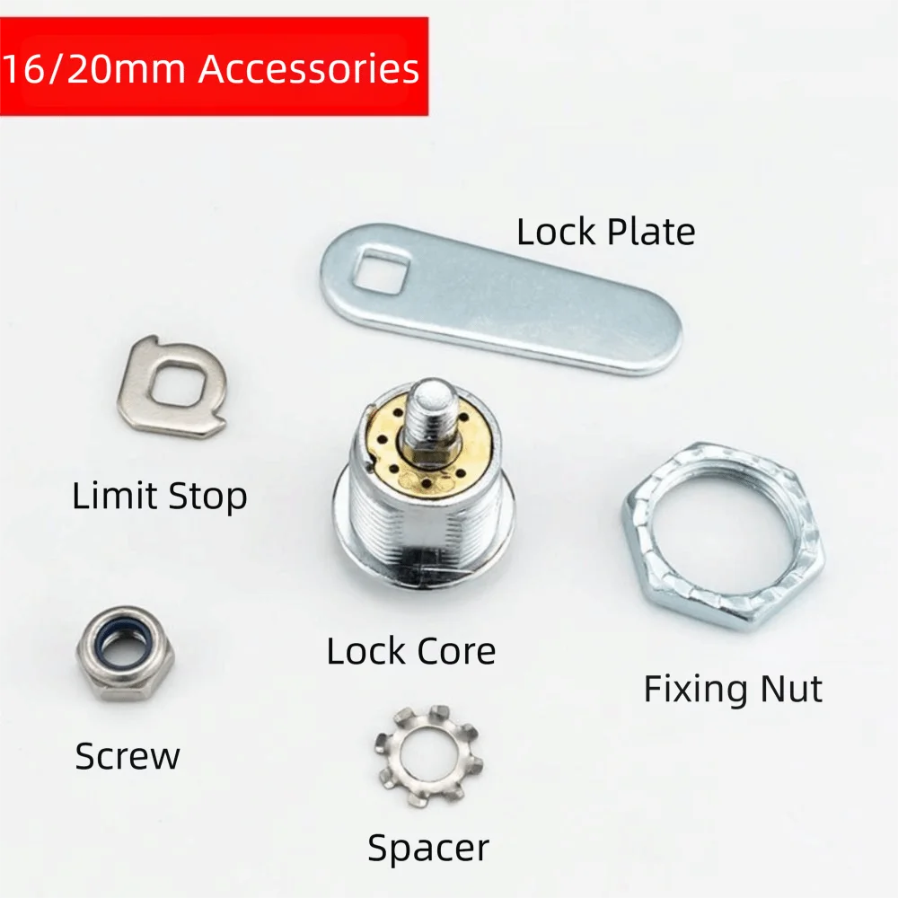 16-30mm Length Drawer Lock Locking Plate Mechanical Tongue Mailbox Lock Metal Body 2 Keys Included Distribution Box Lock