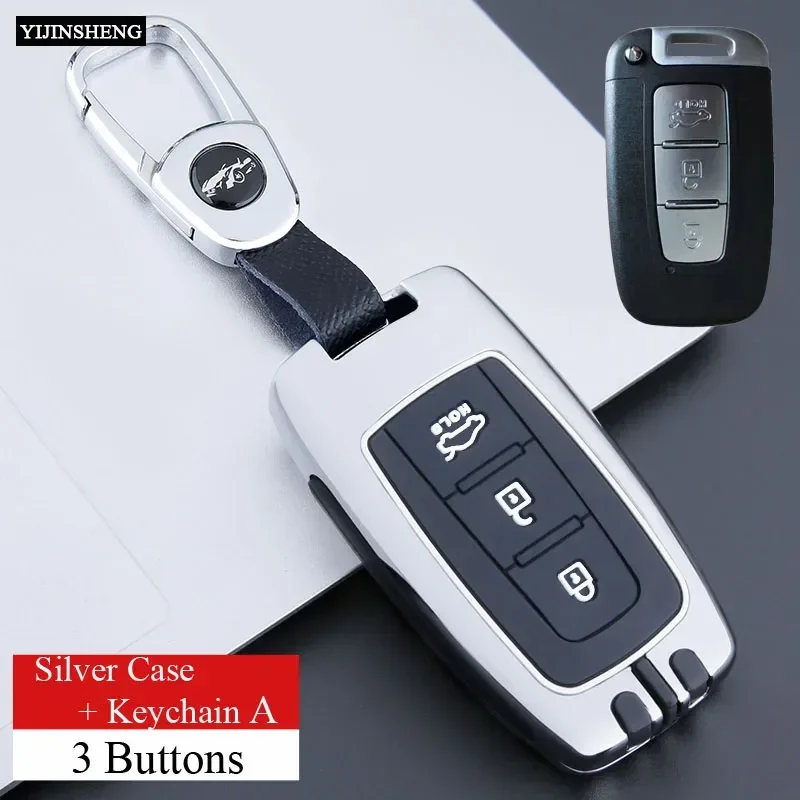 3 4 Button Zinc Alloy+Silicone Car Key Case for Hyundai IX35 Elantra Sonata 8 9 For Kia Sportage K5 K2 Sorento Optima Forte