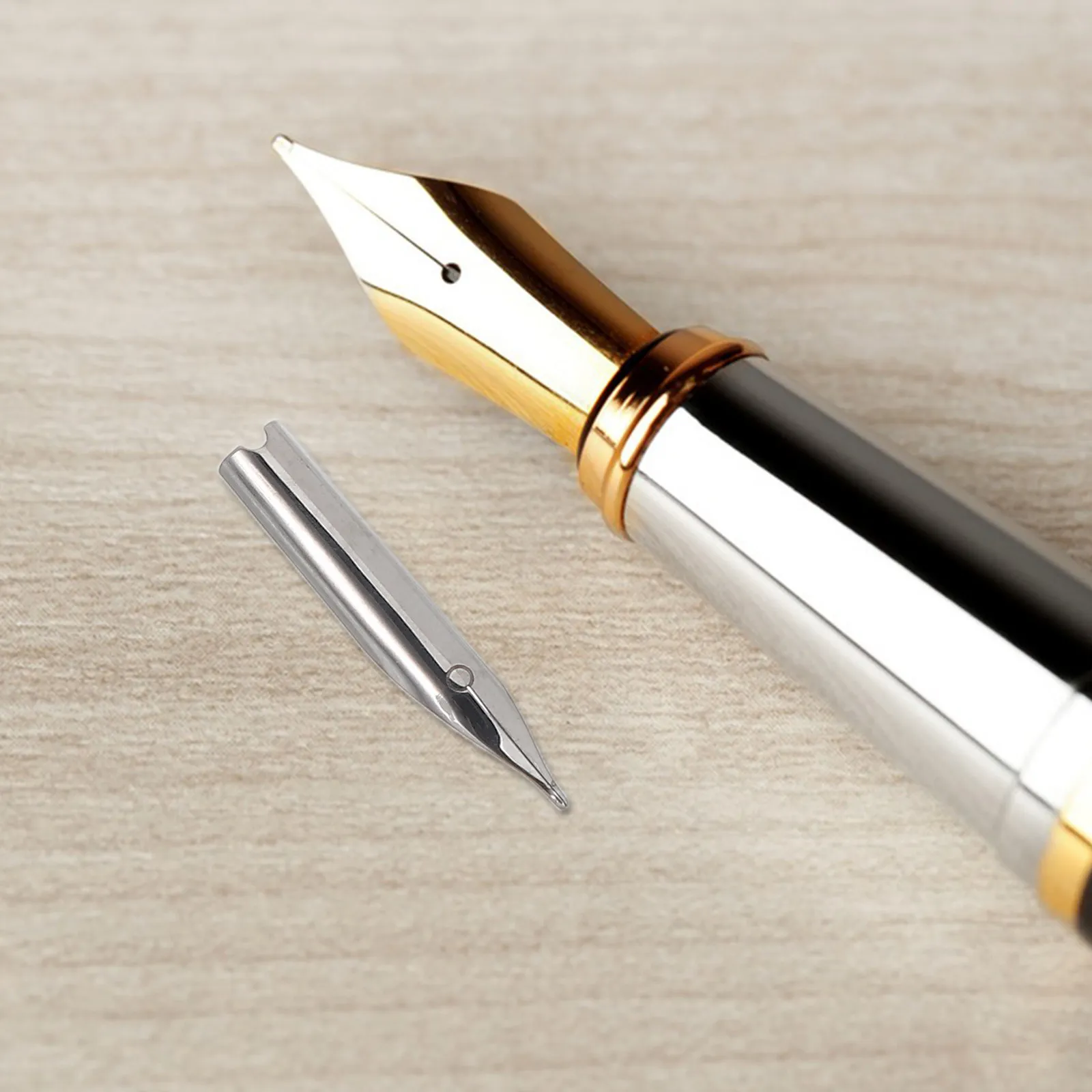 25Pcs Steel Pen Nibs Replacement Tips 0.38mm Precision Fine Point Smooth Writing Fountain Pen Compatible Office School
