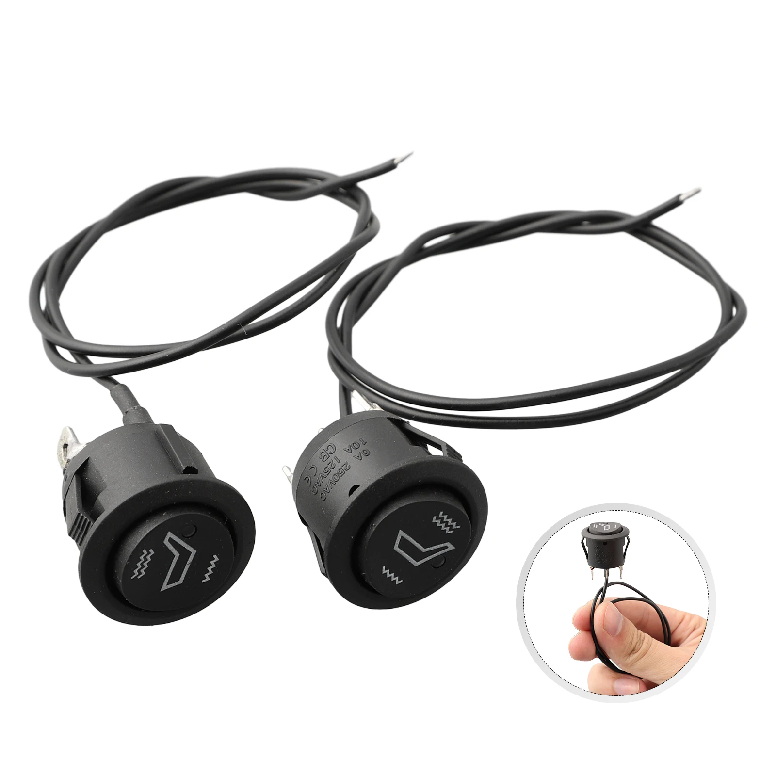 Heated Rocker Seats Switch Round Heated Rocker Boats Motorcycle Hi/Low Off Control 2Pcs Car Seats Plastic & Metal