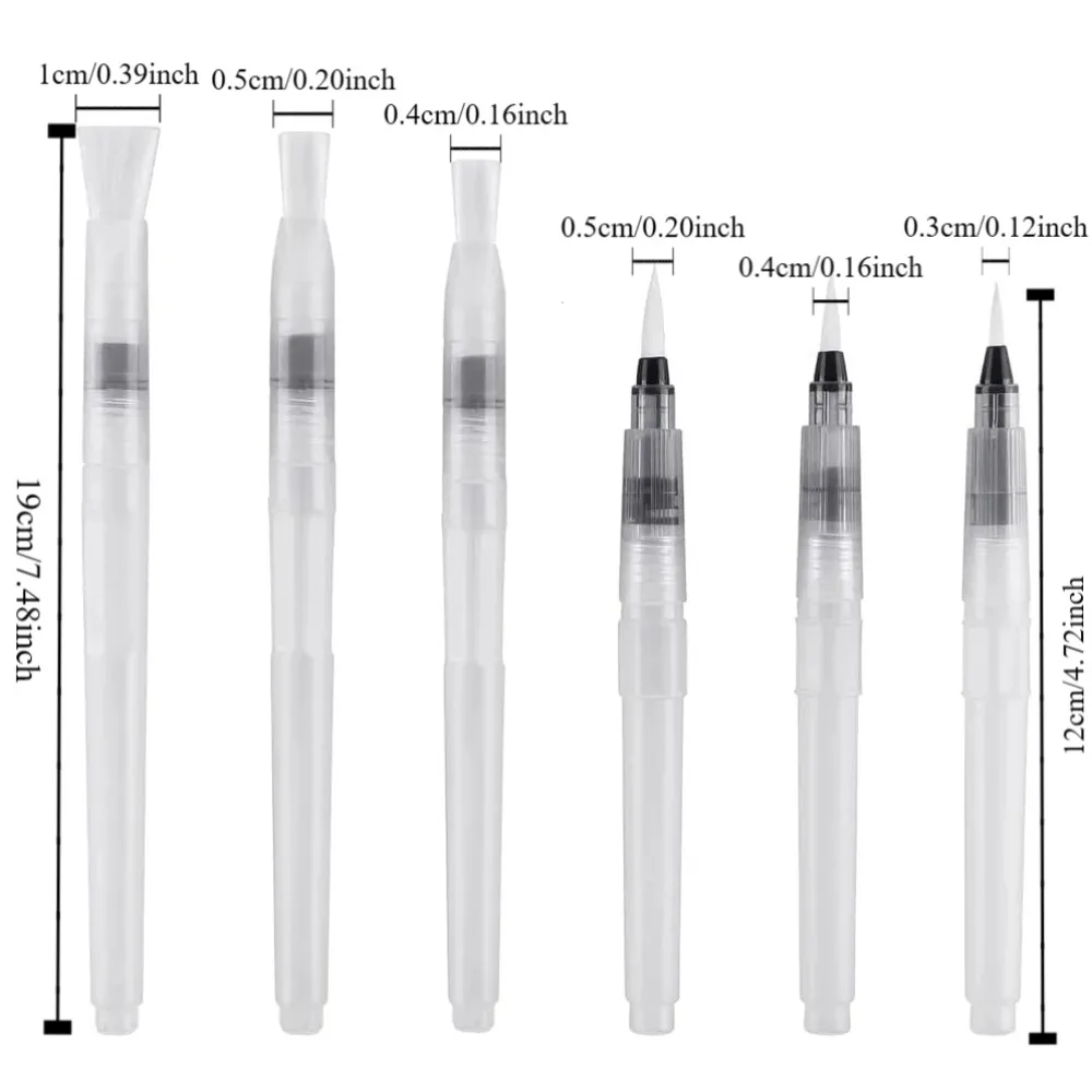 수채화 브러시 세트, 수용성 컬러 연필 수채화 브러시, 초보자 또는 어린이용, 사용하기 쉽고 채우기 그림, 6 개, 9 개, 12 개