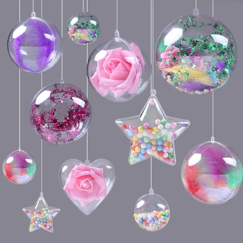 1-20CM Transparent Plastic Ball Shatterproof Fillable Ornament Ball for DIY Manual Craft Wedding Christmas Party Home Decoration