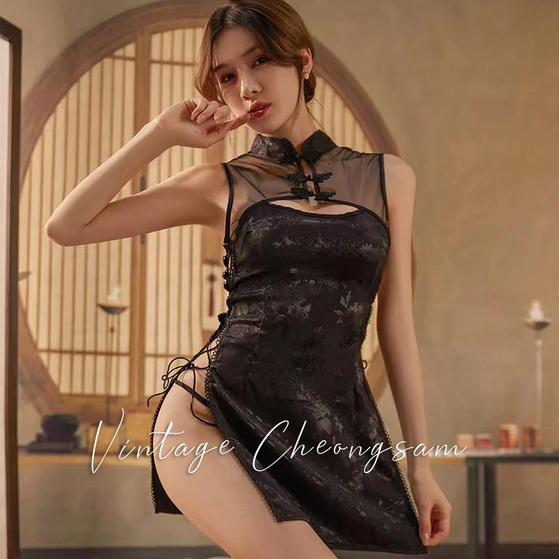 فستان شيونغسام ملابس داخلية مثيرة على الطراز الشرقي بيجامات عتيقة زي مغري صيني أداء مغر للرقص سوبر هوت تشيباو #2