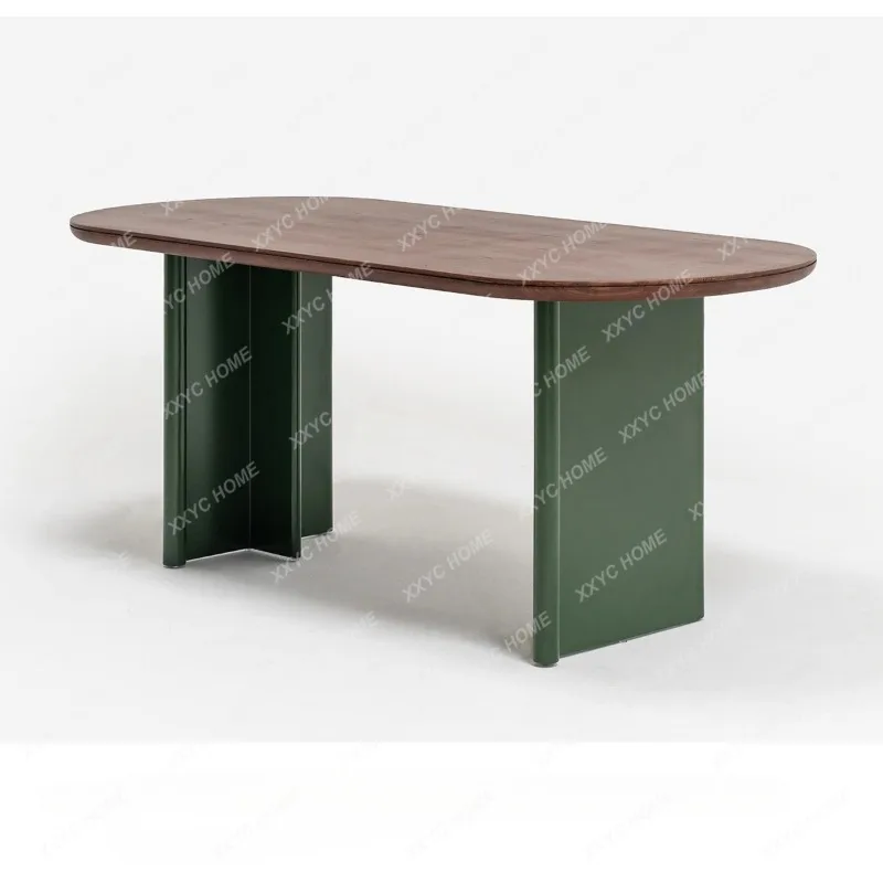 XXDining table/ retro solid wood dining table and chairs household oval dining table light luxury modern