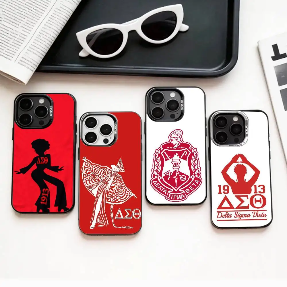 

D-Delta S-Sigma T-Theta Phone Case For iPhone17,16,15,14,13,12,11 Plus,Pro Max Colored Silver Plated Inside Cover