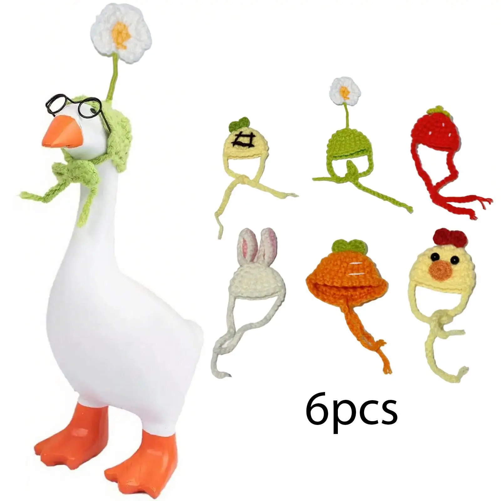 

6Pcs Goose Outfits Hats Comfortable Soft Knitted Hats for Desktop Porch Home