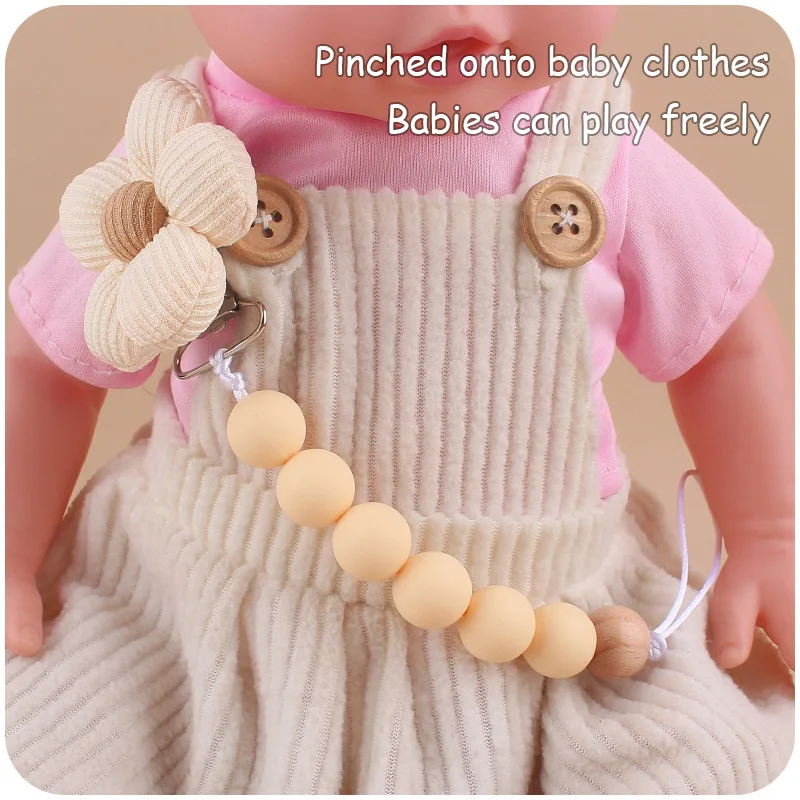 Baby Pacifier Clip Newborn Creative DIY Flower Silicone Pacifier Chain Cotton Teething Toys Soother Pendant Holder image 2