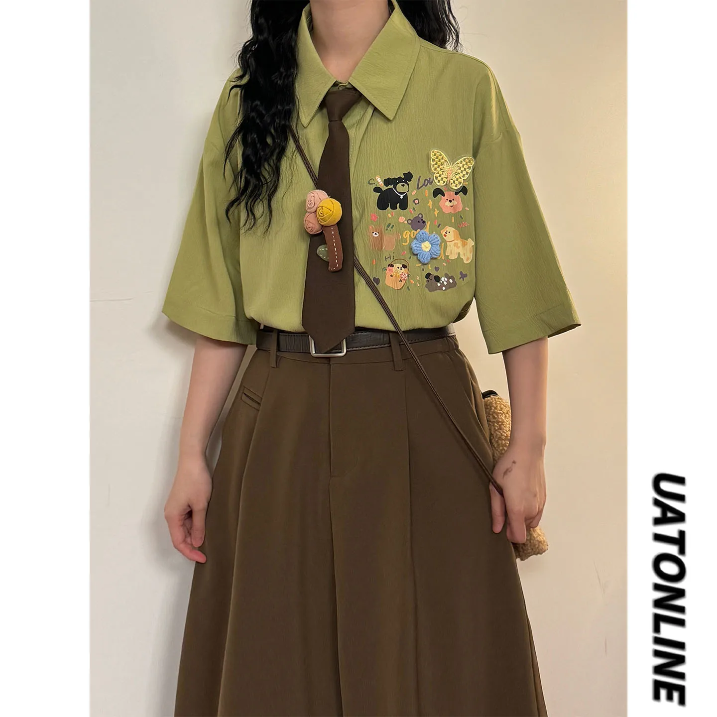 

UATONLINE2026 Ретро-футболка унисекс с 3D-принтом в виде мультяшных цветов, однотонная, с коротким рукавом, в уличном стиле, свободного кроя, дышащая