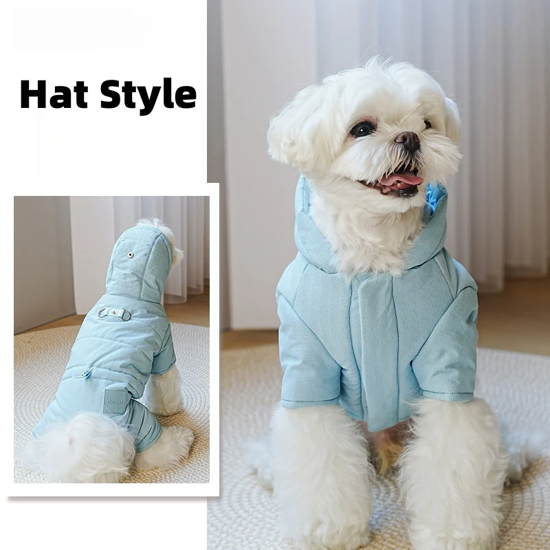 Small Dog Clothes Autumn And Winter Four Legs Cotton Clothes Teddy Dog Coat Can Be Pulled To Wear Thick Pet Clothes